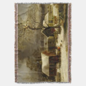 ヴィンテージウィンターシーンバイジョージデュリー スローブランケット (正面縦)