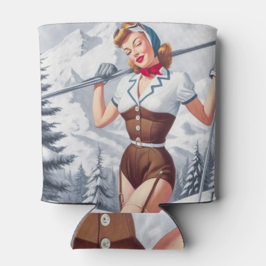 ヴィンテージウィンタースキーピンアップ 缶クーラー (裏面)