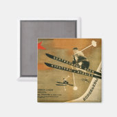 ヴィンテージウィンタースポーツロシアのスキーポスター マグネット (正面/裏面)