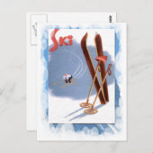 ヴィンテージウィンタースポーツ – スキキット ポストカード (正面/裏面)