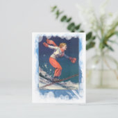 ヴィンテージウィンタースポーツ – スキーでジャンプ！ ポストカード (スタンド正面)