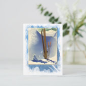 ヴィンテージウィンタースポーツ – スキーと斜面 ポストカード (スタンド正面)