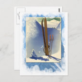 ヴィンテージウィンタースポーツ – スキーと斜面 ポストカード (正面/裏面)