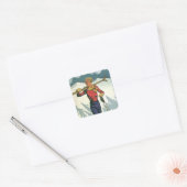 ヴィンテージウィンタースポーツ – スキーの準備 スクエアシール (封筒)