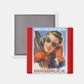 ヴィンテージウィンタースポーツ，スキーオーストリア，インスブルック マグネット (正面/裏面)