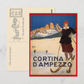 ヴィンテージウィンタースポーツ，スキーコルティーナ・ダンペッツォ。 ポストカード (正面/裏面)