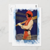 ヴィンテージウィンタースポーツ – スキー場のファッション ポストカード (正面/裏面)