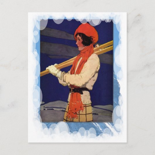 ヴィンテージウィンタースポーツ – スキー場のファッション ポストカード (正面)