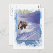 ヴィンテージウィンタースポーツ – ダウンヒルレース ポストカード (正面/裏面)