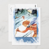 ヴィンテージウィンタースポーツ – 山を下りレース ポストカード (正面/裏面)