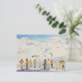 ヴィンテージウィンタースポーツ，魚座のスキーヤー ポストカード (スタンド正面)