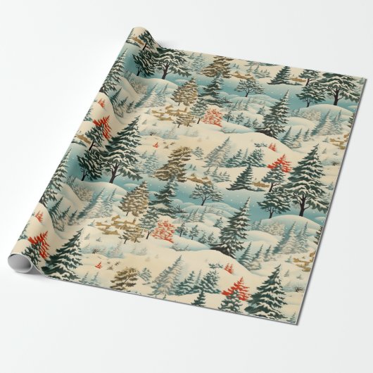 ヴィンテージウィンターズヘブンスノワイランドスケープ ラッピングペーパー (アンロールド)