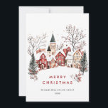 ヴィンテージウィンタータウンクリスマスツリー企業の シーズンカード<br><div class="desc">驚きと喜びを近くのものに持ち込み、お祝いを忘れることができない。さらにカスタマイズを行うクリックには、「さらにカスタマイズ」リンクをクリックし、デザインツールを使用してこのテンプレートを修正する。</div>