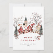 ヴィンテージウィンタータウンクリスマスツリー企業の シーズンカード (正面)