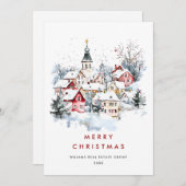 ヴィンテージウィンタータウンクリスマスツリー企業の シーズンカード (正面/裏面)