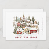 ヴィンテージウィンタータウンクリスマスツリー企業の シーズンカード (正面/裏面)