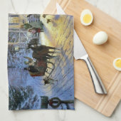 ヴィンテージウィンタータウンクリスマスツリー キッチンタオル (四つ折り)