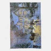 ヴィンテージウィンタータウンクリスマスツリー キッチンタオル (縦)