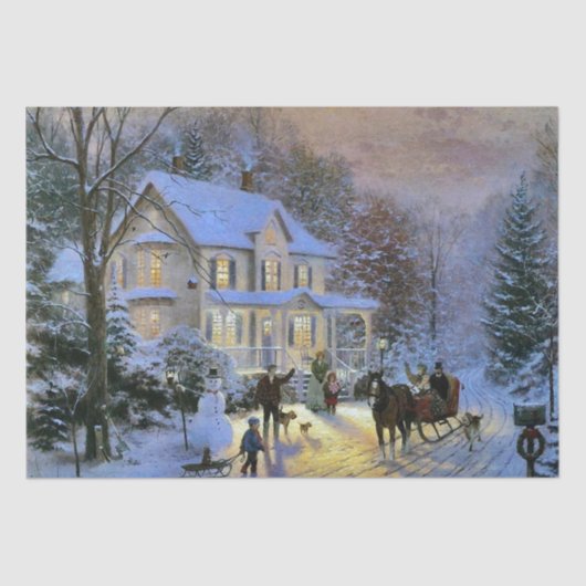 ヴィンテージウィンタータウンクリスマスツリー 薄葉紙 (正面)