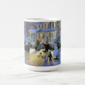 ヴィンテージウィンタータウンクリスマスホース描ズル コーヒーマグカップ (中央)