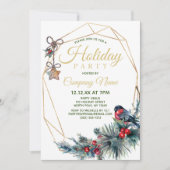 ヴィンテージウィンターバードパイン企業のホリデーパーティー 招待状 (正面)