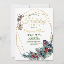 ヴィンテージウィンターバードパイン企業のホリデーパーティー 招待状