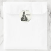 ヴィンテージウィンターパインツリー素朴ウッド結婚式の引き出物 ラウンドシール (バッグ)