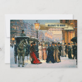 ヴィンテージウィンターパリジャンシーンホリデーパーティー 招待状