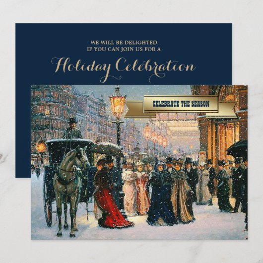 ヴィンテージウィンターパリジャンシーンホリデーパーティー 招待状 (正面/裏面)