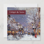 ヴィンテージウィンターパリジャンシーンホリデーパーティー 招待状 (正面)