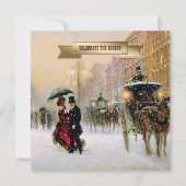 ヴィンテージウィンターパリジャンシーンホリデーパーティー 招待状 (正面)