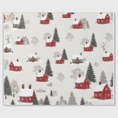 ヴィンテージウィンタービレッジかわいいクリスマスをテーマ ラッピングペーパー (フラット)