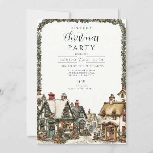 ヴィンテージウィンタービレッジクリスマス 招待状 (正面)