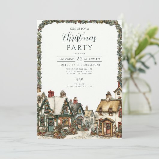 ヴィンテージウィンタービレッジクリスマス 招待状 (スタンド正面)