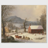 ヴィンテージウィンターファームハウス ラッピングペーパー (フラット)