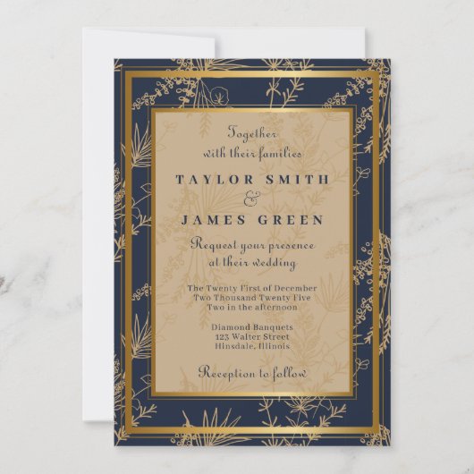 ヴィンテージウィンターホリデー結婚式招待状 シーズンカード (正面)