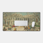 ヴィンテージウィンターホワイトハウスホリデークリスマスシーン デスクマット (キーボード&マウス)