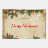 ヴィンテージウィンターメリークリスマスパインレッド ラッピングペーパーシート (正面)