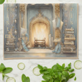 ヴィンテージウィンターメリークリスマスモノグラム | キッチンタオル (折り畳み)