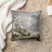 ヴィンテージウィンターランドスケープクリスマスプリント クッション (ブランケット)