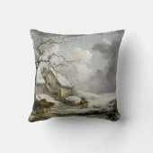 ヴィンテージウィンターランドスケープクリスマスプリント クッション (裏面)