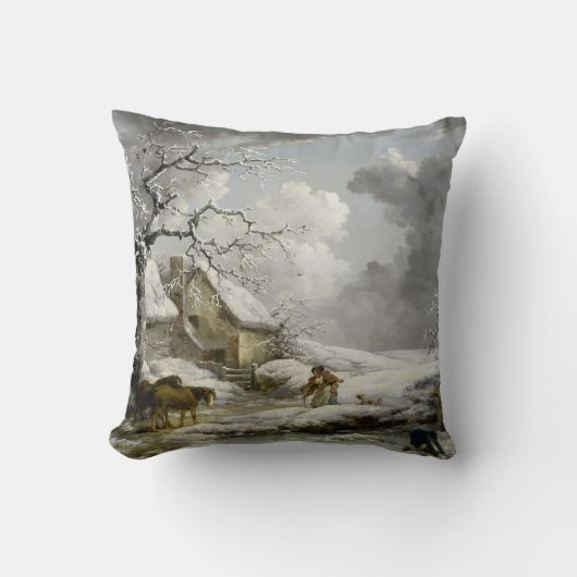 ヴィンテージウィンターランドスケープクリスマスプリント クッション (正面)