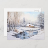 ヴィンテージウィンターランドスケープホリデーポストカード シーズンポストカード (正面/裏面)