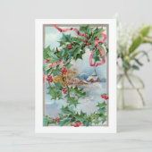 ヴィンテージウィンタールーラルビレッジアンドクリスマスホリー シーズンカード (スタンド正面)