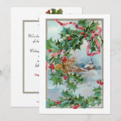 ヴィンテージウィンタールーラルビレッジアンドクリスマスホリー シーズンカード (正面/裏面)