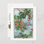 ヴィンテージウィンタールーラルビレッジアンドクリスマスホリー ポストカード (正面/裏面)