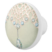 ヴィンテージウィンターレースティール（緑がかった色）ラインビクトリアンストーンズ セラミックノブ (右)