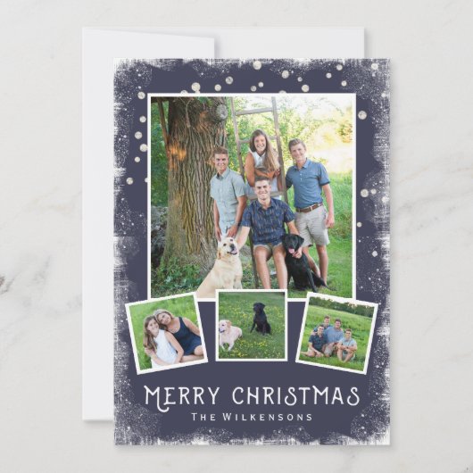 ヴィンテージウィンターワンダーランドクリスマスフォトコラージュ シーズンカード (正面)