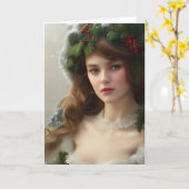 ヴィンテージウィンター美しいホリデイ カード (黄色い花)