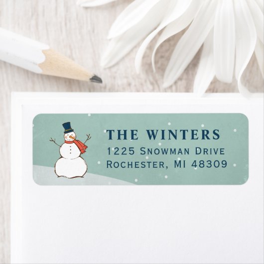 ヴィンテージウィンター雪だるまホリデー差出人住所 ラベル (インサイチュ)